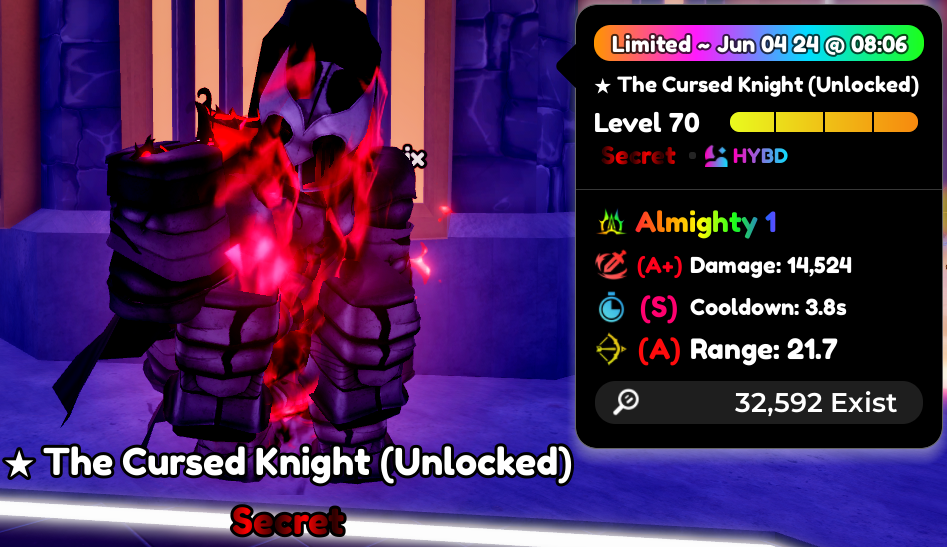 ตัวละคร *Secret Almighty* แบบเทรด อิกรีส อีโว The Curse Knight Unlocked (A+/S/A)