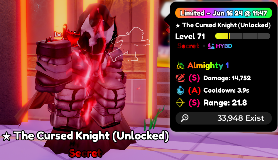 ตัวละคร *Secret Almighty* แบบเทรด อิกรีส อีโว The Cursed Knight (S/A/S)