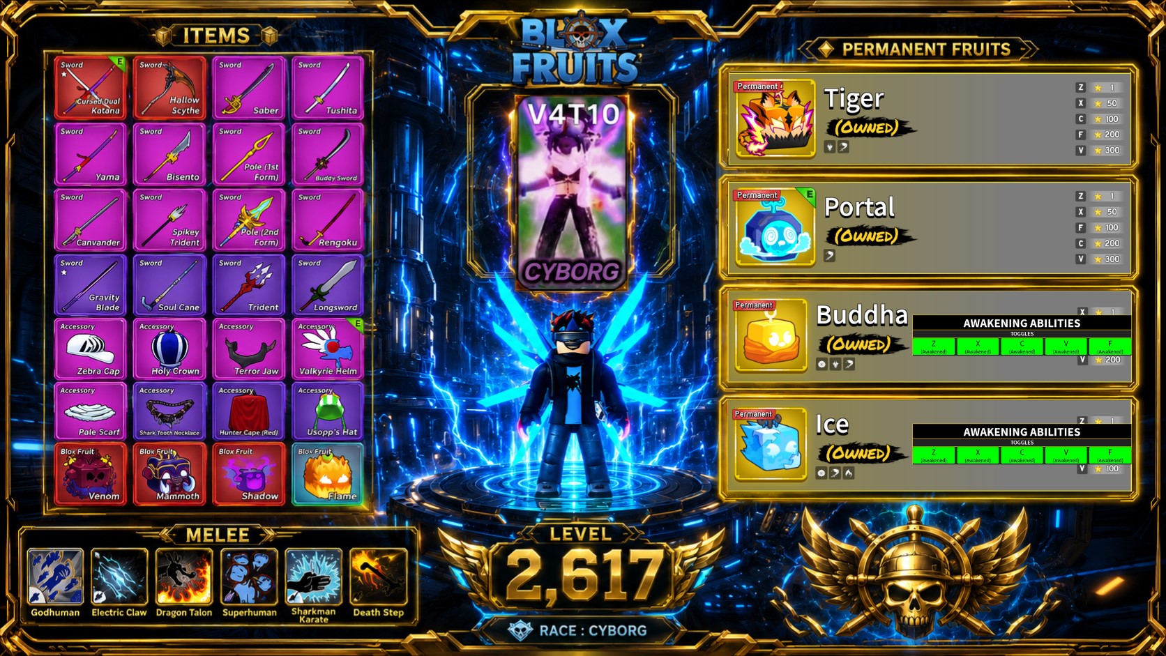 BF Level : 2617 | ผลถาวร : เสือ + ประตู + พระ(ตื่นครบ) + น้ำแข็ง(ตื่นครบ) | เผ่าV4 : ไซบอร์ก 