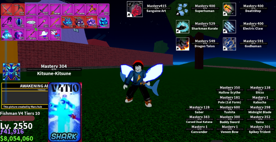 [Blox Fruits] เลเวล 2550 | ผลจิ้งจอกถาวร ท่าครบ | 7หมัด+ฉลาม V4T10+CDK+เคียว | ผลจิ้งจอกในกล่อง | ไอดีสะอาด