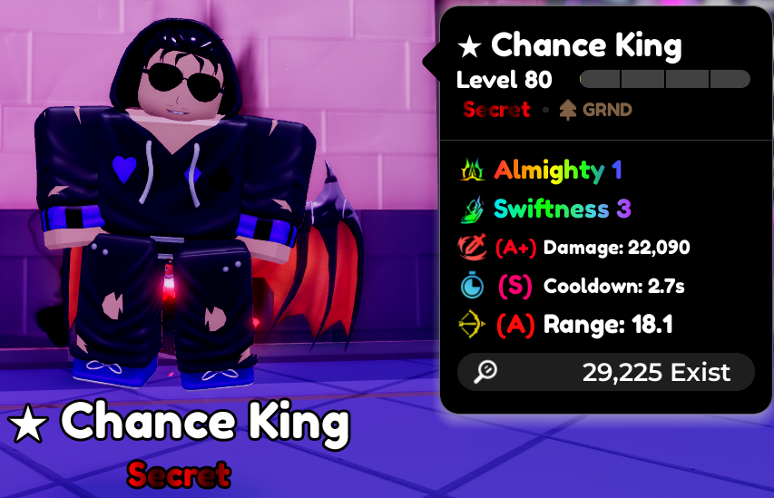 ตัวละคร *Secret Almighty+Swift3* แบบเทรด ฮาคาริ อีโว Chance King (A+/S/A)