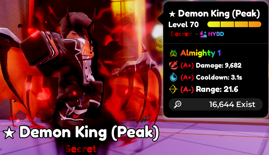 ตัวละคร *Secret Almighty* แบบเทรด เดียโบล อีโว Demon King Peak (A+/A+/A-)